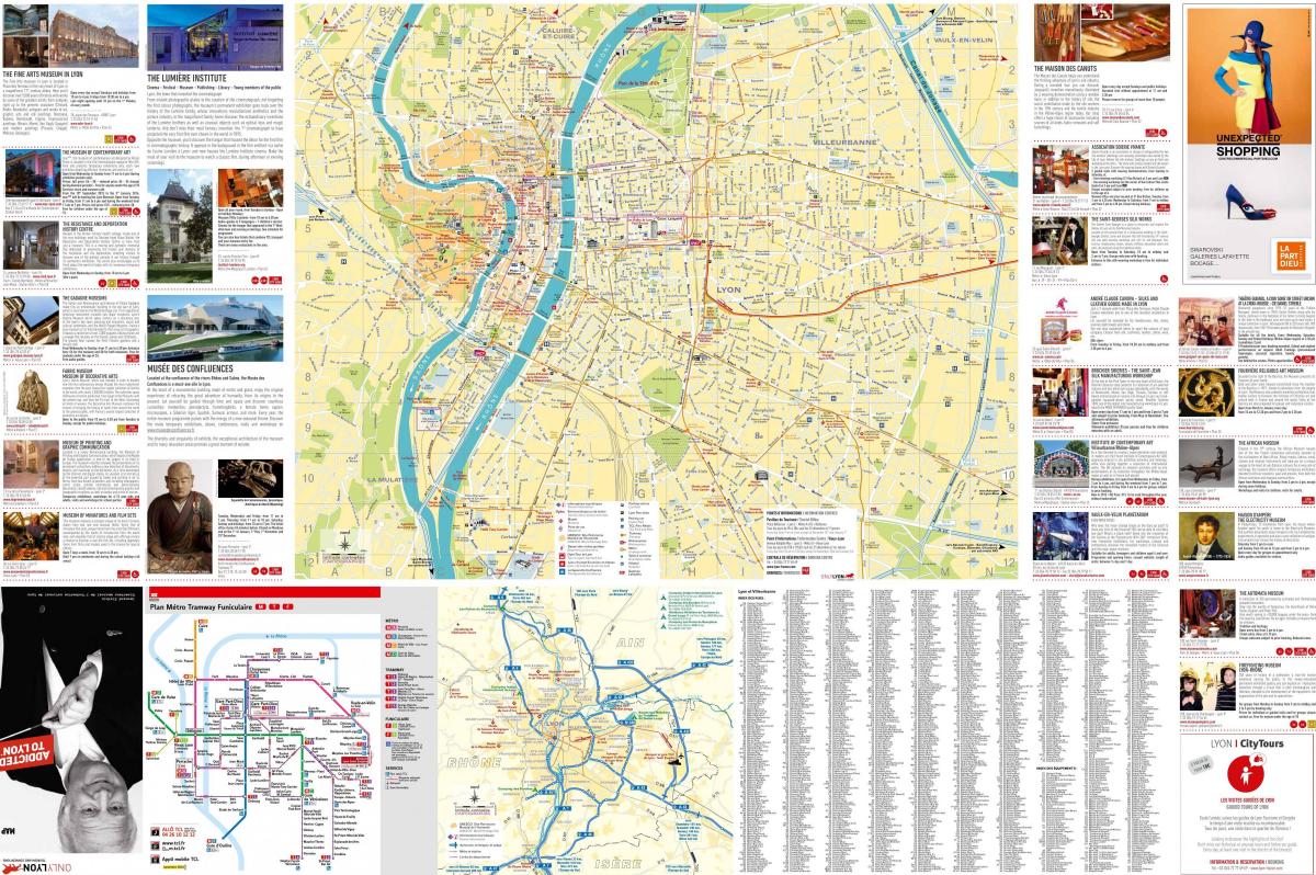 Lione, francia mappa turistica