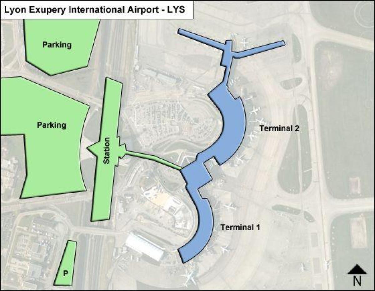 Mappa di Lione aeroporto terminal