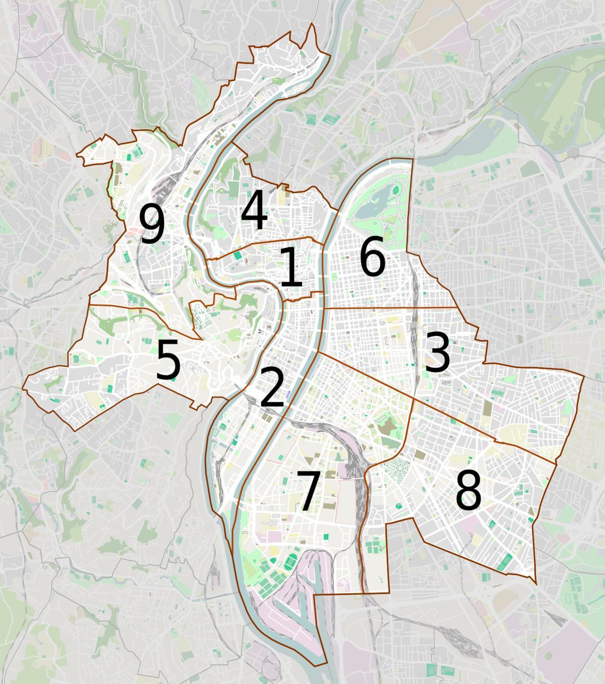 mappa di Lione quartiere