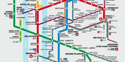 Mappa della metropolitana di lione