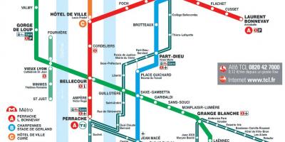 Lione mappa della metropolitana 2016