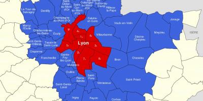 Mappa di Lione sobborghi 