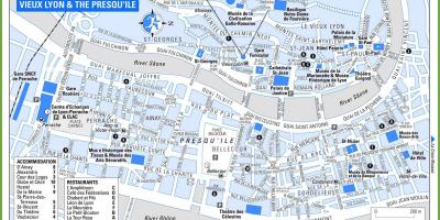 Mappa della città vecchia di Lione, francia